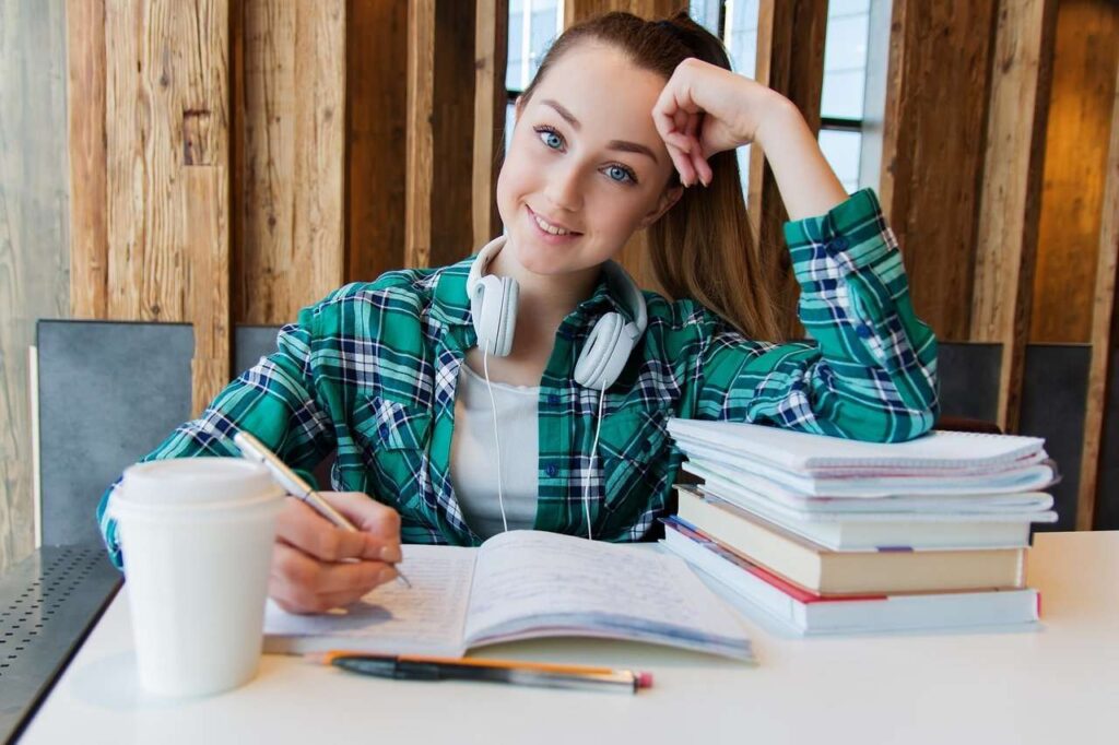 Teen with books