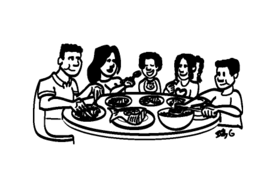 family eating together