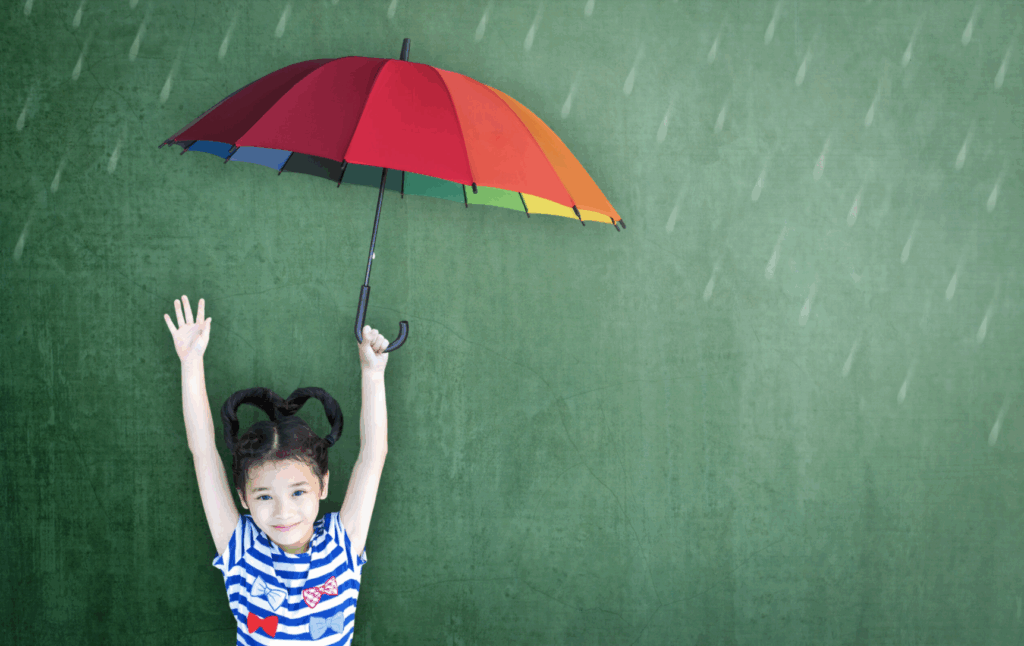 Mental wellness in children - Girl with umbrella