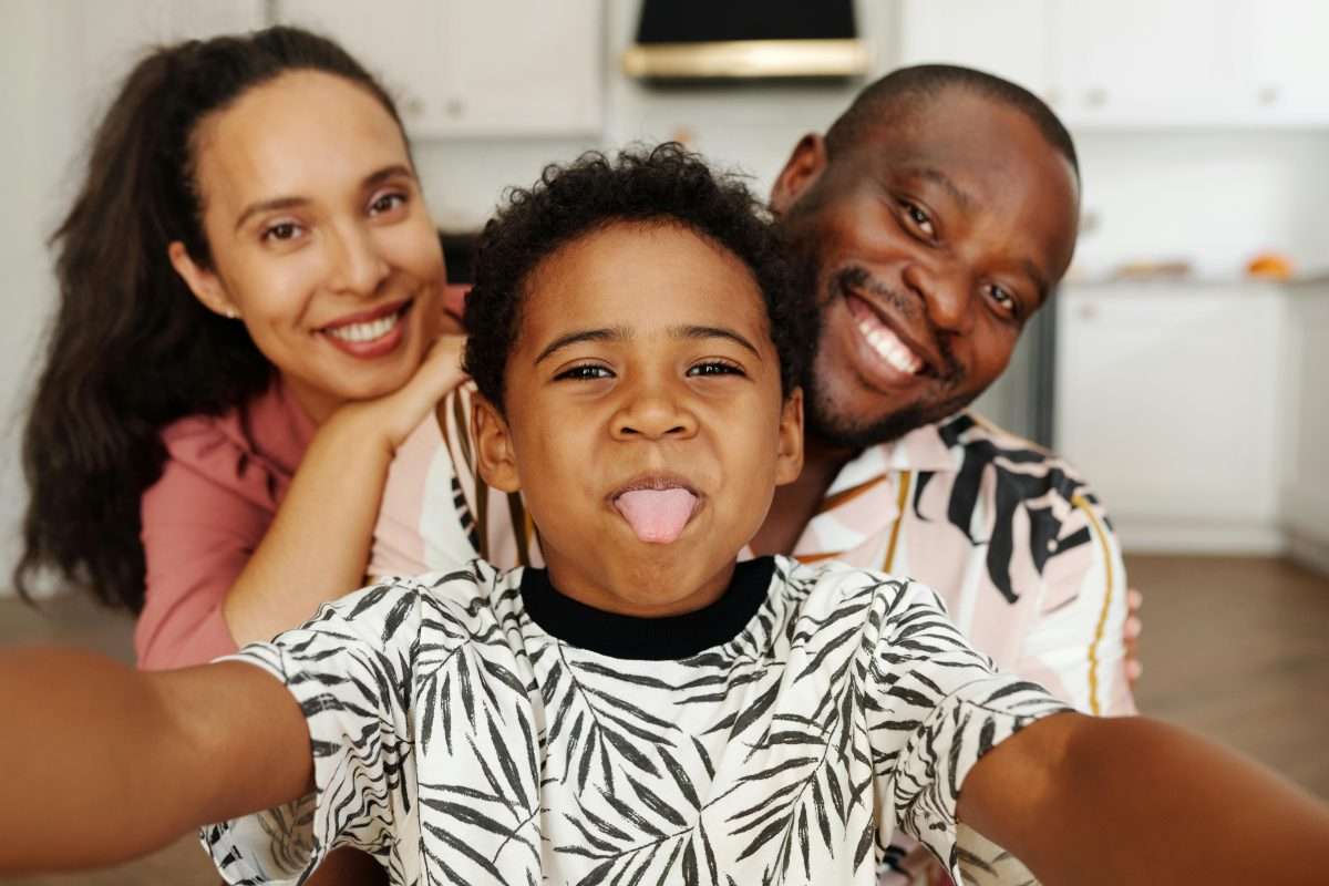 black family with son