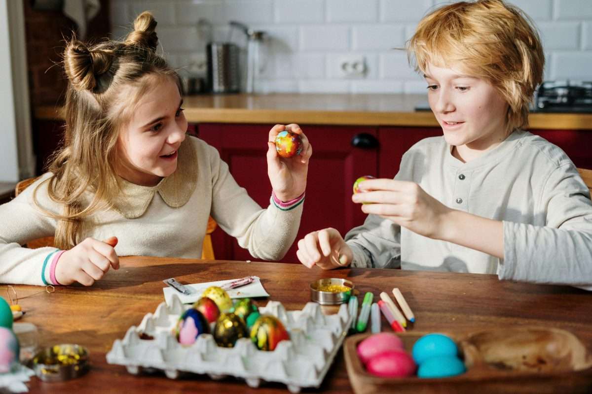 Children Decorating Eggs