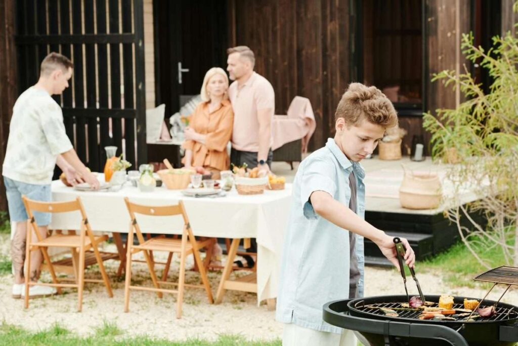 A Boy Grilling Food